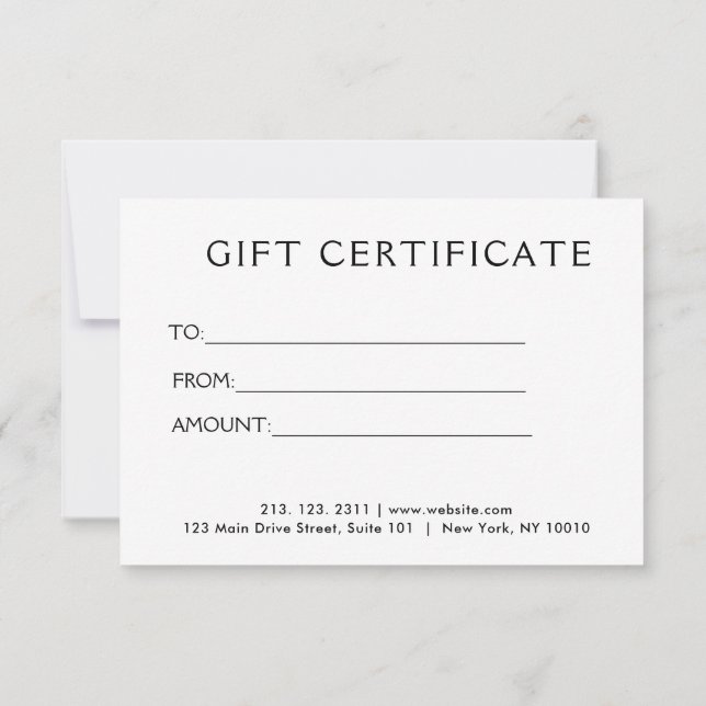 Certificado de oferta de luxo minimalista (Verso)