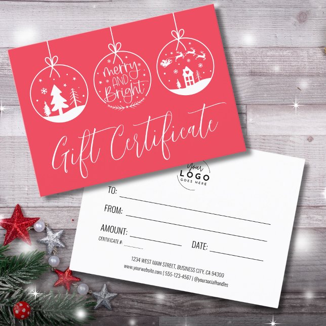 Certificado de oferta de Natal Vermelho (Red Christmas Holiday Business Gift Certificate)