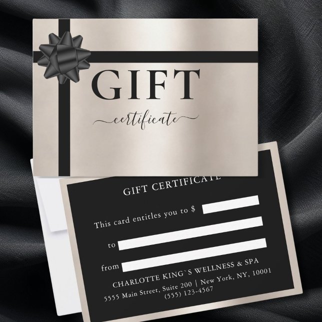 CERTIFICADO DE OFERTA DE NEGÓCIOS DOURADO | Modern (BUSINESS GIFT CERTIFICATE GOLD | Modern | Ribbon)