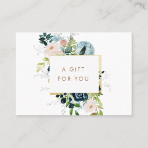 certificado de oferta de ouro floral azul-meia-noi