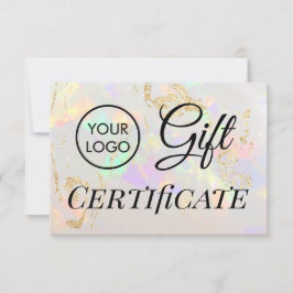 certificado de oferta de pedra opal branca do logo