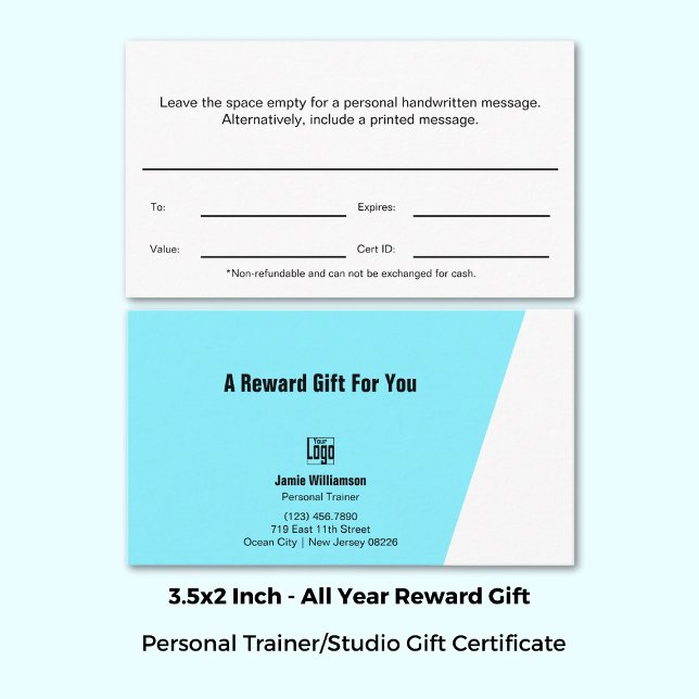 Certificado de oferta de recompensa de treinador d (3.5x2 Inch, High Performance Trainer Reward Gift Certificate)
