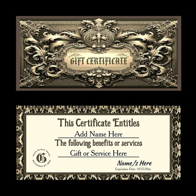 Certificado de Oferta de Royalty Dourada (Gold Gift Certificate)