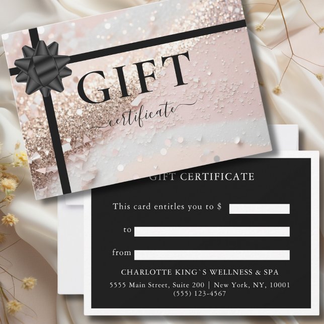 CERTIFICADO DE OFERTA EMPRESARIAL | Fita | Diminui (PERSONALIZED BUSINESS GIFT CERTIFICATE | Ribbon | Glitter)