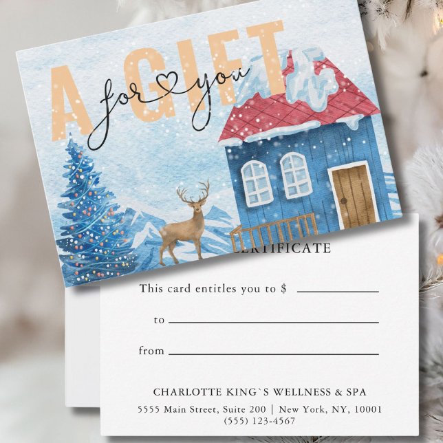 CERTIFICADO DE OFERTA EMPRESARIAL | Padrão de neve (BUSINESS GIFT CERTIFICATE |  Christmas Winter)