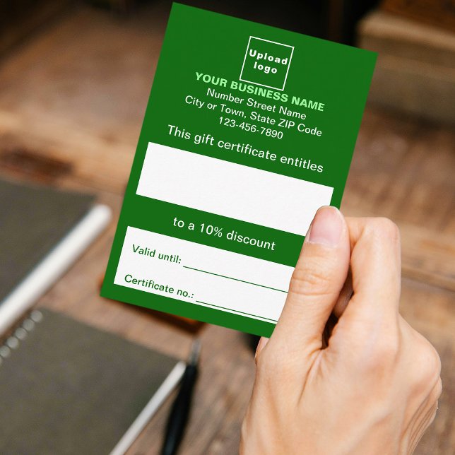 Certificado de oferta verde para empresas (Customer holding business green gift certificate)