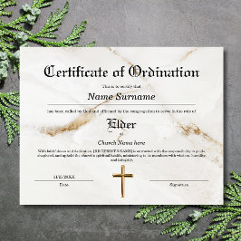 Certificado de Ordenação da Igreja Elder