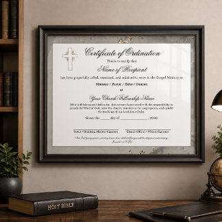 Certificado de Ordenação de Ancião Mármore e Ouro