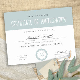 Certificado de participação mínimo azul-usky