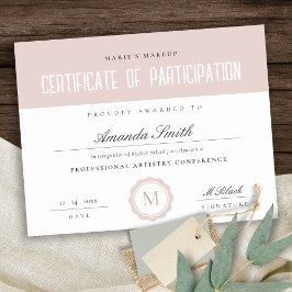 Certificado de participação mínimo cor-de-rosa