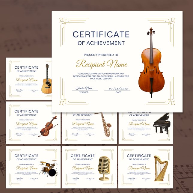 Certificado de Premiação do Curso de Cordas de Vio (Classy Frame Cello String Course Award Certificate)