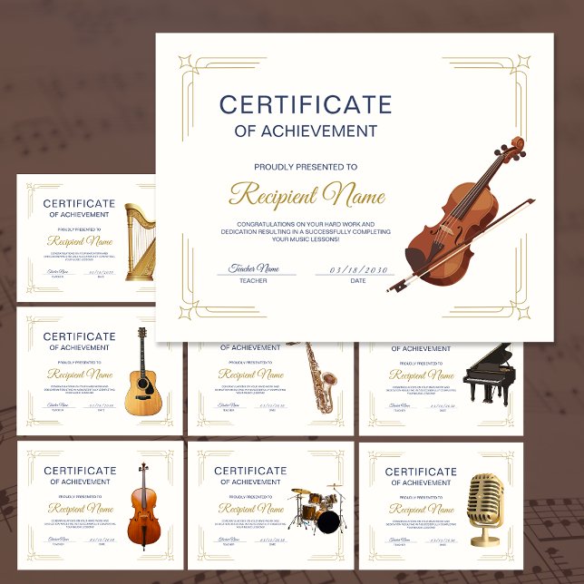Certificado de Premiação do Curso de Violino Class (Classy Frame Violin Course Award Certificate)