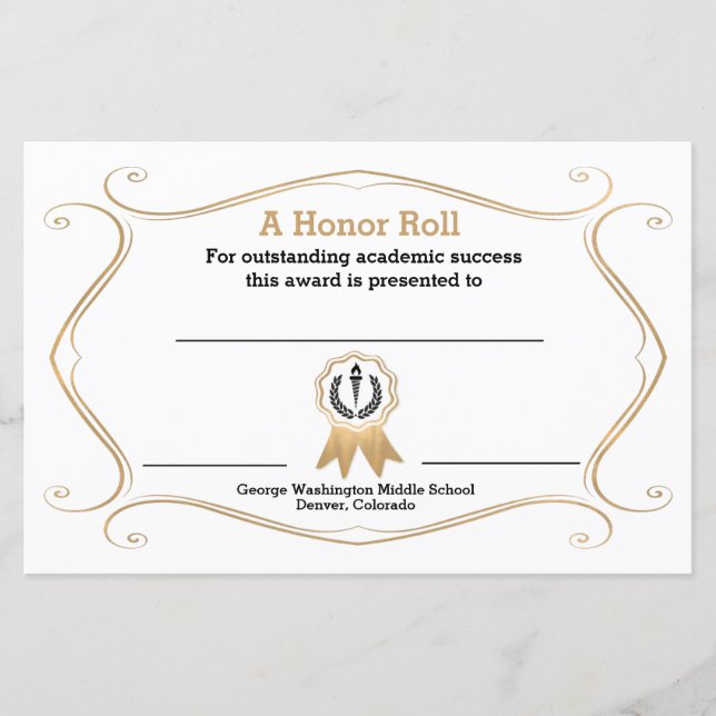 Certificado de Prêmio Acadêmico de Quadro Floreado (Frente)