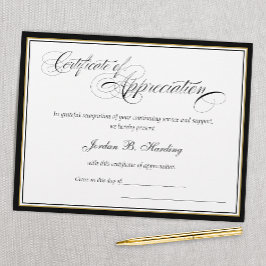 Certificado de Prêmio de Apreciação