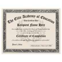 Certificado de Prêmio de Diploma de Conclusão de G