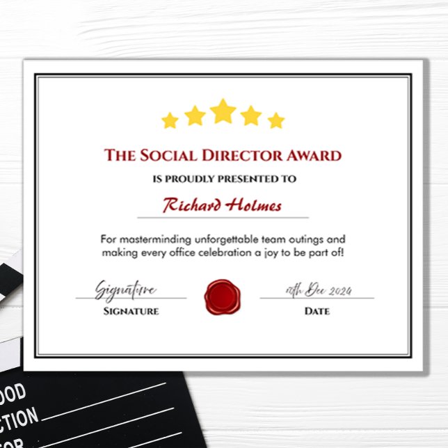 Certificado de Prêmio de Funcionário Divertido - D (Customize your own employee award certificate )