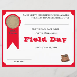 Certificado de Prêmio de Local de segundo Personal