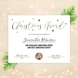 Certificado de Prêmio de Natal Dourado Diploma Gli