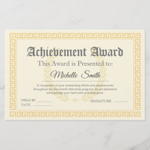 Certificado de Prêmio de Realização Elegante Perso
