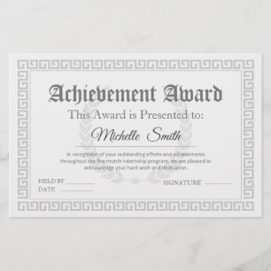Certificado de Prêmio de Realização Elegante Perso