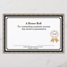 Certificado de Prêmio para a Escola de Tan e Black