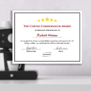 Certificado de Prêmio para Funcionário Difundido -