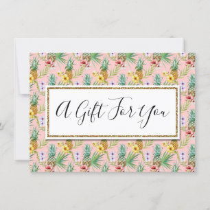 Certificado de Presente: Abacaxi e Flores de Hibis