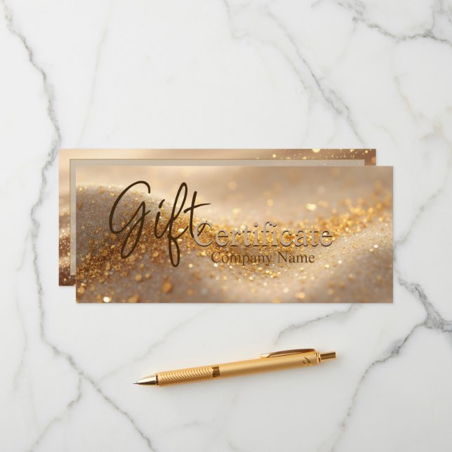 Certificado de Presente Abstrato Dourado Luxo Bril (Frente/Verso In Situ)