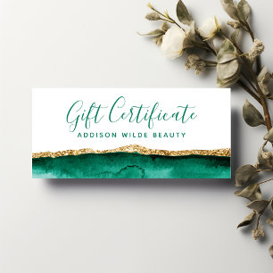 Certificado de Presente Aquarela Verde Esmeralda e