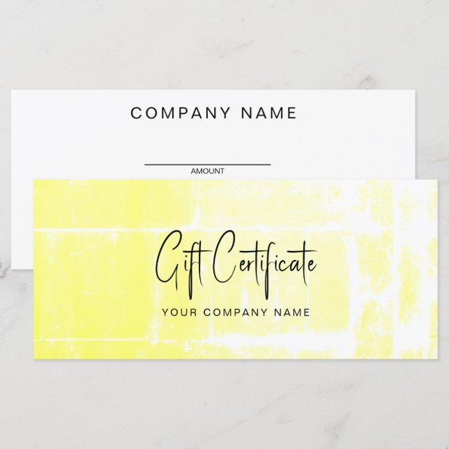 Certificado de Presente Artístico Amarelo Comercia (Frente/Verso)