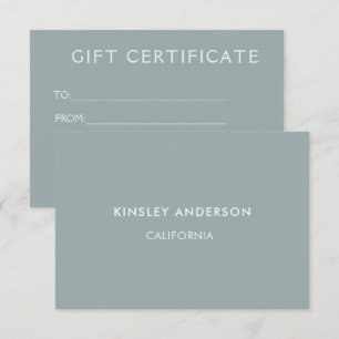 Certificado de Presente Azul de Luxo Minimalista