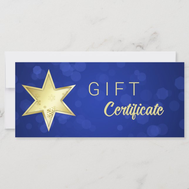 Certificado de Presente Azul de ouro de Natal - Es (Frente)