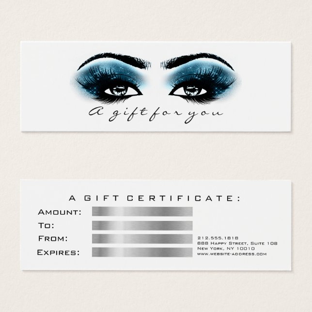 Certificado de Presente Azul Lashes Brancos Azuis  (Frente & Verso)