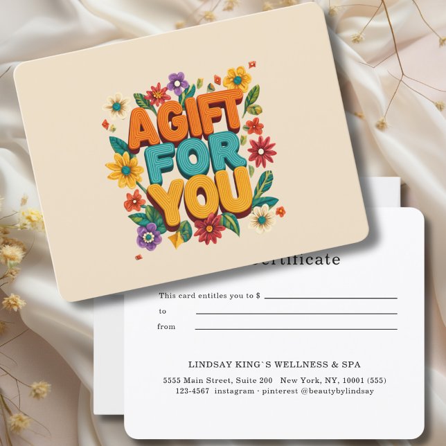 Certificado de Presente Bege Floral Retro (Retro Floral Beige Gift Certificate)