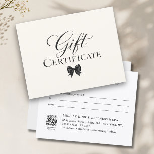Certificado de Presente Bege Preto Elegante com La