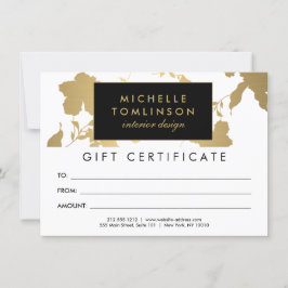 Certificado de Presente Branco de Padrão Floral Do