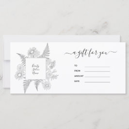 Certificado De Presente Branco E Preto Floral Eleg