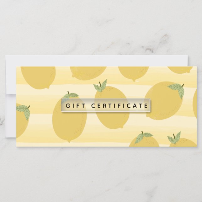 Certificado de Presente Brilhante de Fruta Amarelo (Frente)