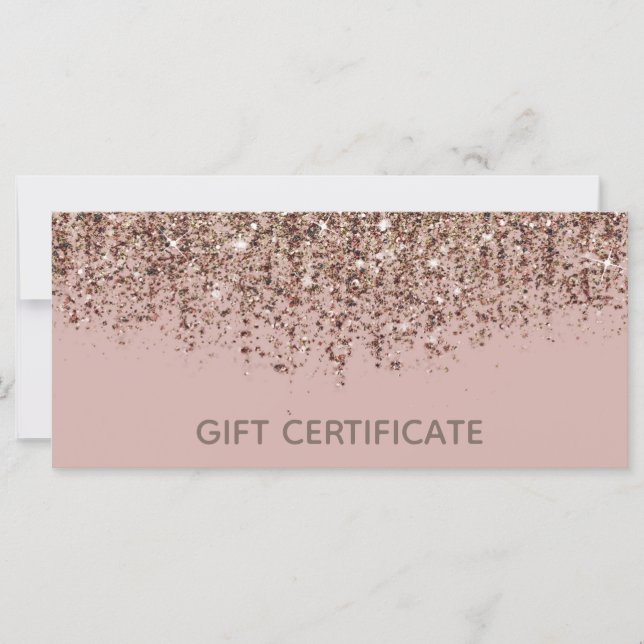 Certificado de Presente Brilho Dourado Bronze Taup (Frente)
