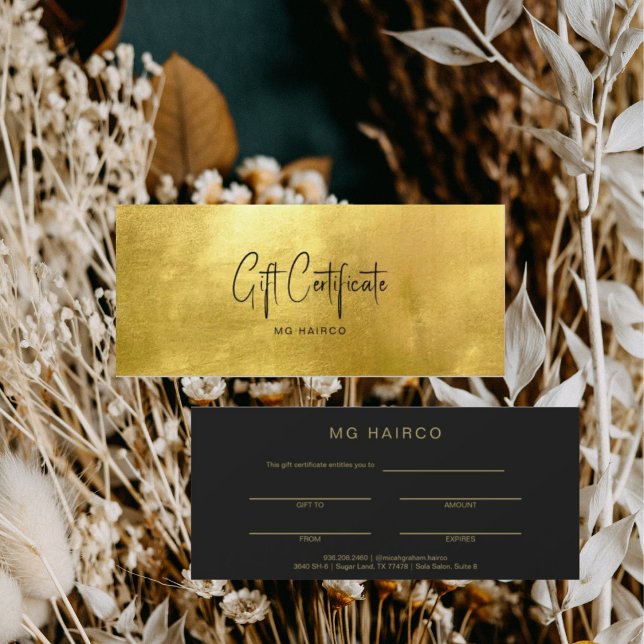 Certificado de Presente Chic Salon Dourado e Preto (Criador carregado)