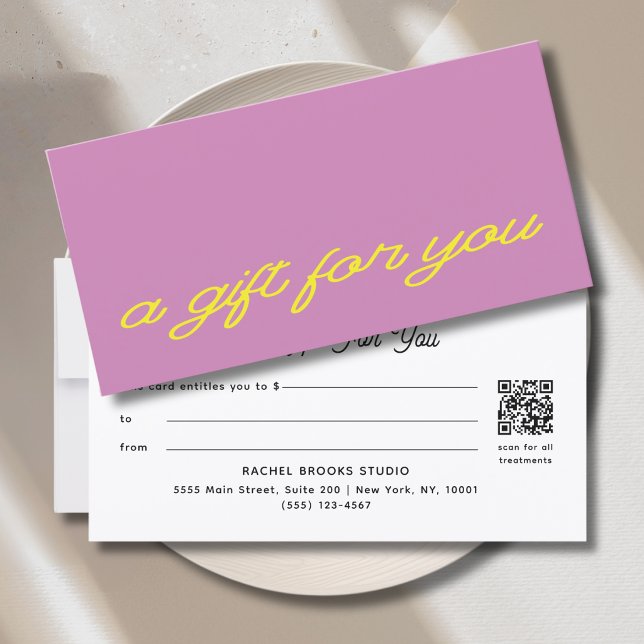 Certificado de Presente Código QR Rosa Mauve Rotei (Modern Script Mauve Pink QR Code Gift Certificate)