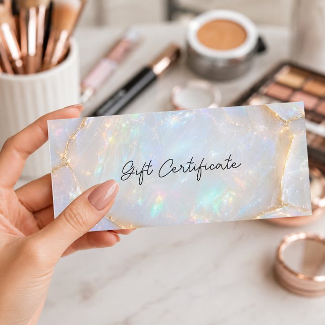 Certificado de Presente com Código QR Holográfico  (Luxury Opal Holographic QR Code Gift Certificate)