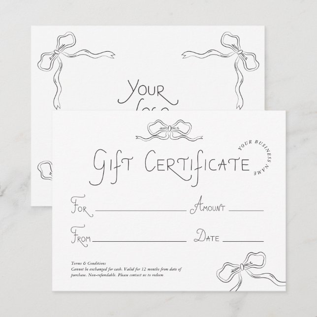 Certificado de Presente com Logotipo Manuscrito Ca (Frente/Verso)