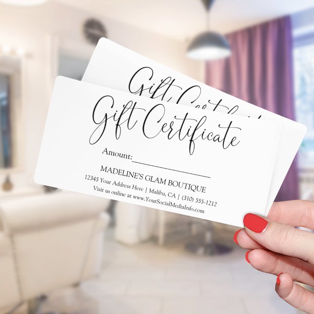Certificado de Presente Comercial de Script de Cal (Customize to change your personalized text style, size, color or to add more text to back.)
