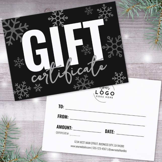 Certificado de presente comercial para script mode (Logo Modern Script Business Gift Certificate)