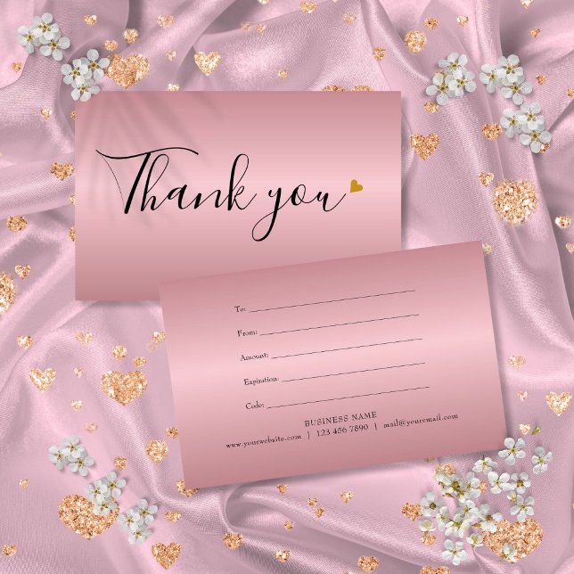 Certificado de Presente Coração em Ouro Rosê Minim (Minimalist Rose Gold Heart Gift Certificate)