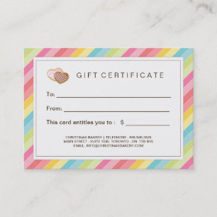 Certificado de presente customizável da padaria