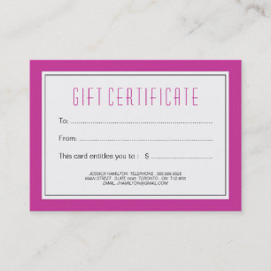 Certificado de presente customizável do salão de