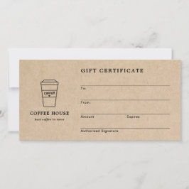 Certificado de Presente da Loja de Café Marrom Fof