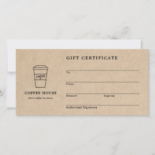 Certificado de Presente da Loja de Café Marrom Fof